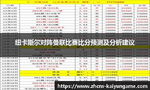 纽卡斯尔对阵曼联比赛比分预测及分析建议